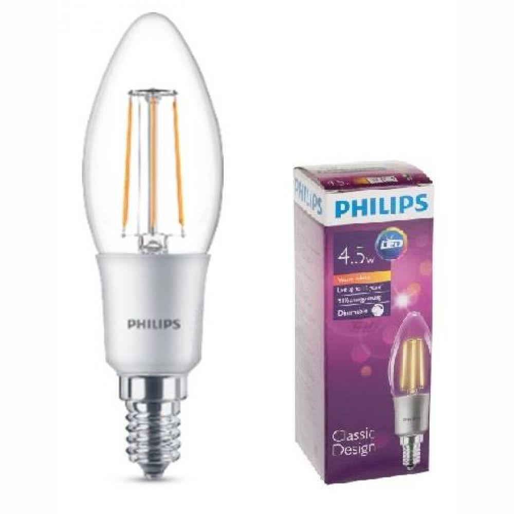 Лампа світлодіодна декоративна Philips LED Fila Dim E14 4.5-50W 2700 K 230V B35 CL Тепло-білий