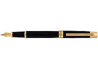 Ручка перьевая Toledo, черный глянцевый корпус с золотистыми деталями