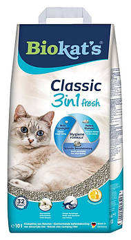Бентонітовий наповнювач для котячого туалету Biokats Classic Fresh 3in1 Cotton Blossom 10 кг