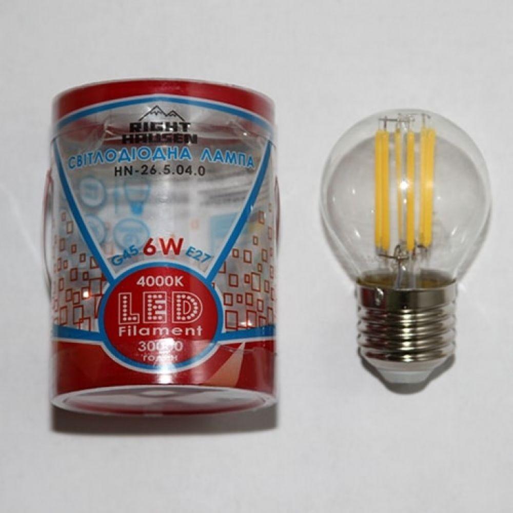 Лампа LED Right Hausen Filament куля 6W E27 4000K HN-265040