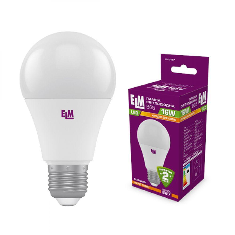 Світлодіодна лампа ELM B65 16 W PA10 E27 3000 (18-0167) Білий