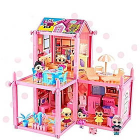 Ляльковий будиночок LOL (2 поверхи, 110 елементів, 6 ляльок, вихованець) ВР 017 | Будиночок для ляльок ЛОЛ