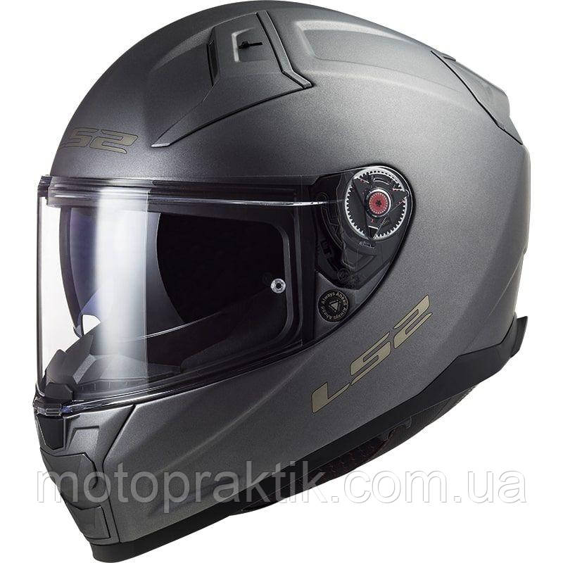 LS2 FF811 Vector 2 Solid Matt Titanium, XS Мотошолом інтеграл з окулярами