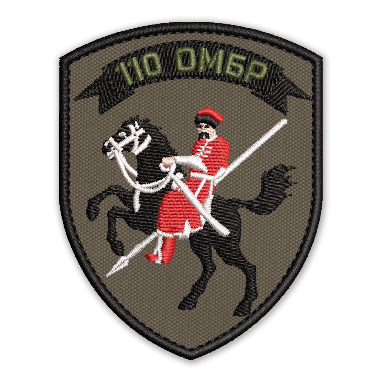 Шеврон, нашивка КОЗАК НА КОНІ 110 ОМБР з липучкою