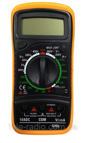 Цифровий мультиметр (тестер) 830L (з підсвіткою), фото 1