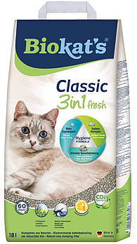 Бентонітовий наповнювач для котячого туалету Biokat's Classic Fresh 3in1 18 л