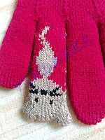 Теплые сенсорные зимние перчатки для ребенка Кот, цвет красный