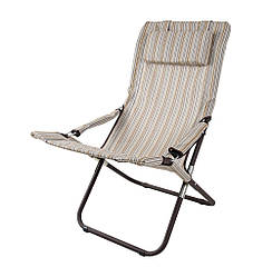 Туристичне розкладне крісло шезлонг "Горизонт" d 25 мм бежевий текстилен