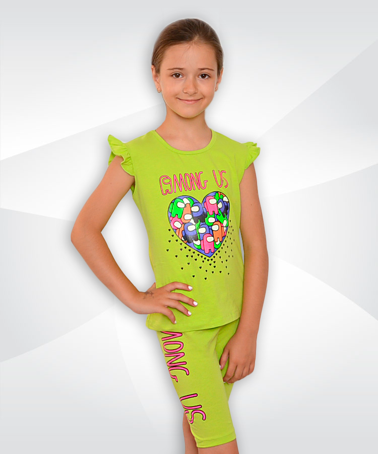 Комплект трикотажний для дівчинки 01808 Мікс футболка та бриджі стрейч котон