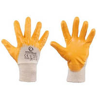Перчатки х/б нитриловые 10" желтые INTERTOOL SP-0110