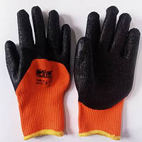 Перчатки оранжевые с черным латексным покрытием УТЕПЛ. WERK WE2133