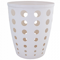 Корзина для сміття пластикова 13,5 л "Євро" в кружечки біла троянда