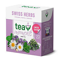 Зеленый чай Curtis в новом дизайне Tea Moments Swiss Herbs с ромашкой, мелиссой, лавандой в пирамидках 20 шт.