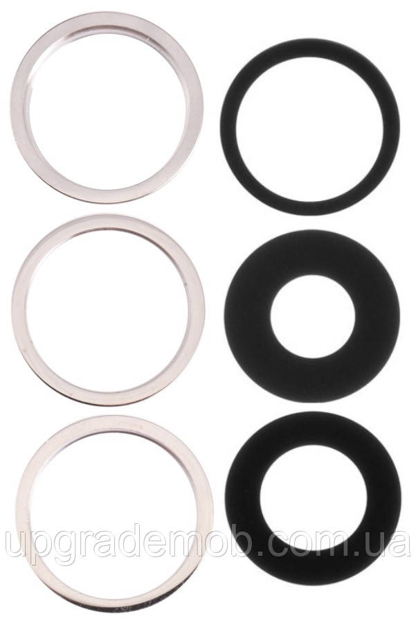 Скло камери iPhone 13 Pro/13 Pro Max сріблясте + кільце комплект 3, фото 1