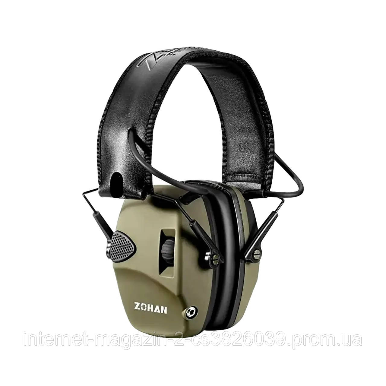 Тактичні активні навушники з шумозаглушенням для стрільців, військових, мисливців із чохлом ZOHAN зелені EM026