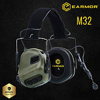 Активные тактические наушники The Earmor Hearing Protection M32 MOD3 Оливковый для защиты слуха
