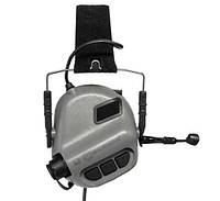 Военные тактические активные шумопоглощающие наушники для защиты органов слуха Earmor М32 FG Оливковый Серый