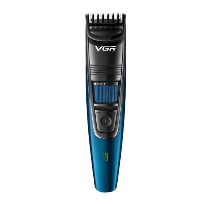 Машинка для стрижки волосся бездротова VGR V-052 чоловіча акумуляторна 8 Вт сталеві ножі регулятор довжини зрізу 0,5-10 мм LED