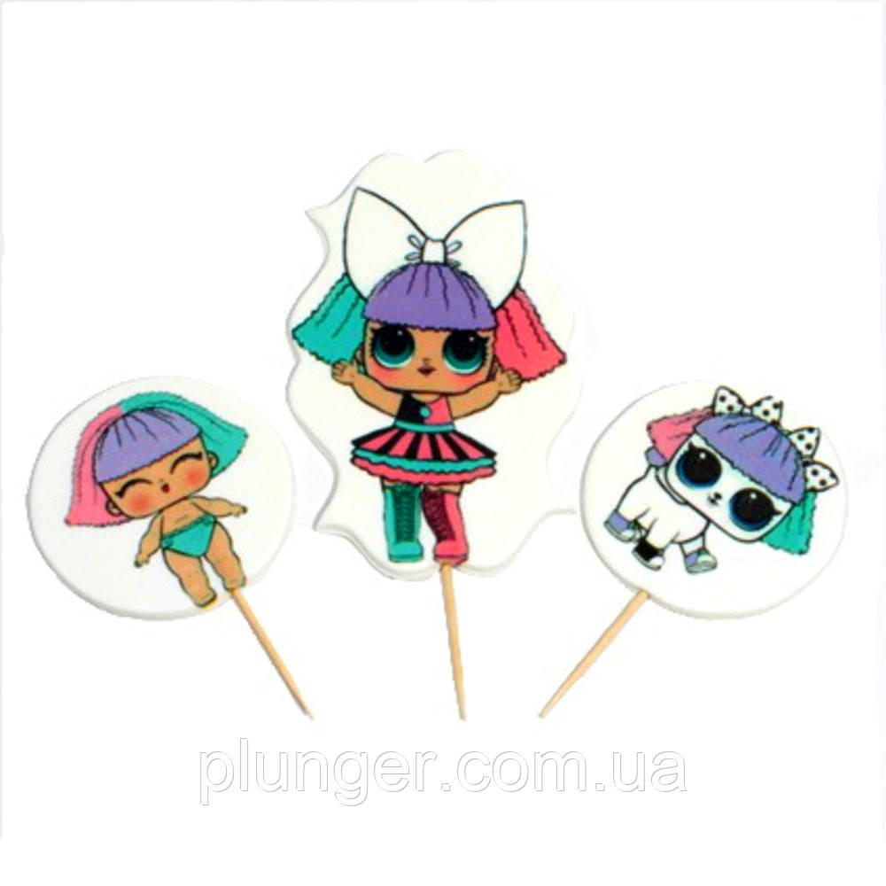 Цукрова оздоба-топери для кондитерських виробів Лялька ЛОЛ 3, фото 1