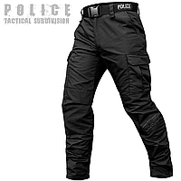 Брюки тактические POLICE черные (M, L, XXL, XXL) Rip-Stop с ремнем 5см Штаны военные мужские для полиции