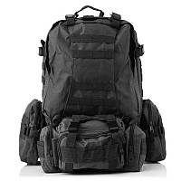 Рюкзак мужской тактический с 3 подсумками Tactical Backpack B08 Чёрный на 55 л военный туристический для охоты