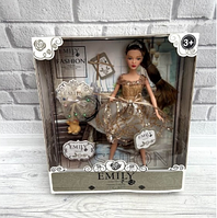 Кукла принцесса Emily с серебряной короной, платьем с блестками и собачкой 090 A