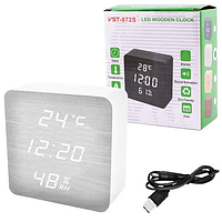 Мережевий годинник VST-872S-6 (біла підсвітка), температура, вологість
