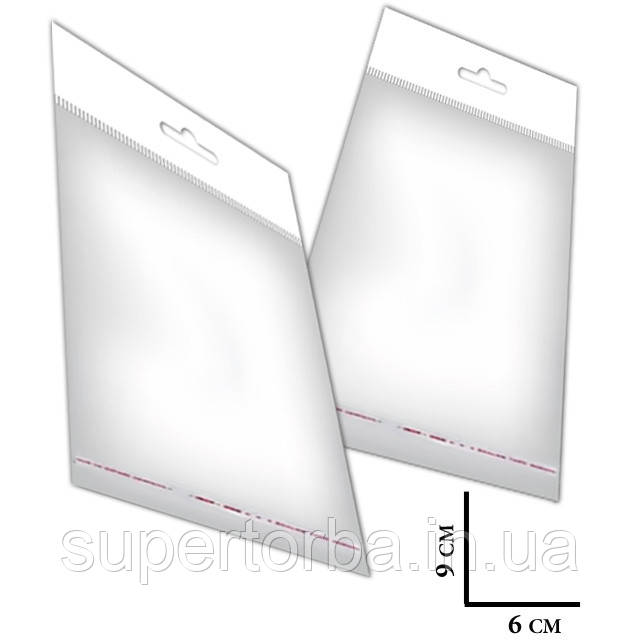 Прозорий пакет під/п європідвіс з липким краєм розмір 6х9+3 щільність 25 мкр 1000 шт/уп., фото 1