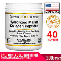 Морской гидролизованный коллаген California Gold Nutrition Hydrolyzed Marine Collagen Peptides 200 г Без вкуса