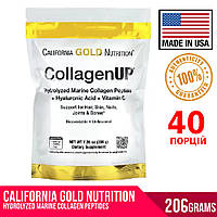 Морський колаген-пептид California GOLD Nutrition, CollagenUP, з гіалуронкою і вітаміном C, 206 г USA