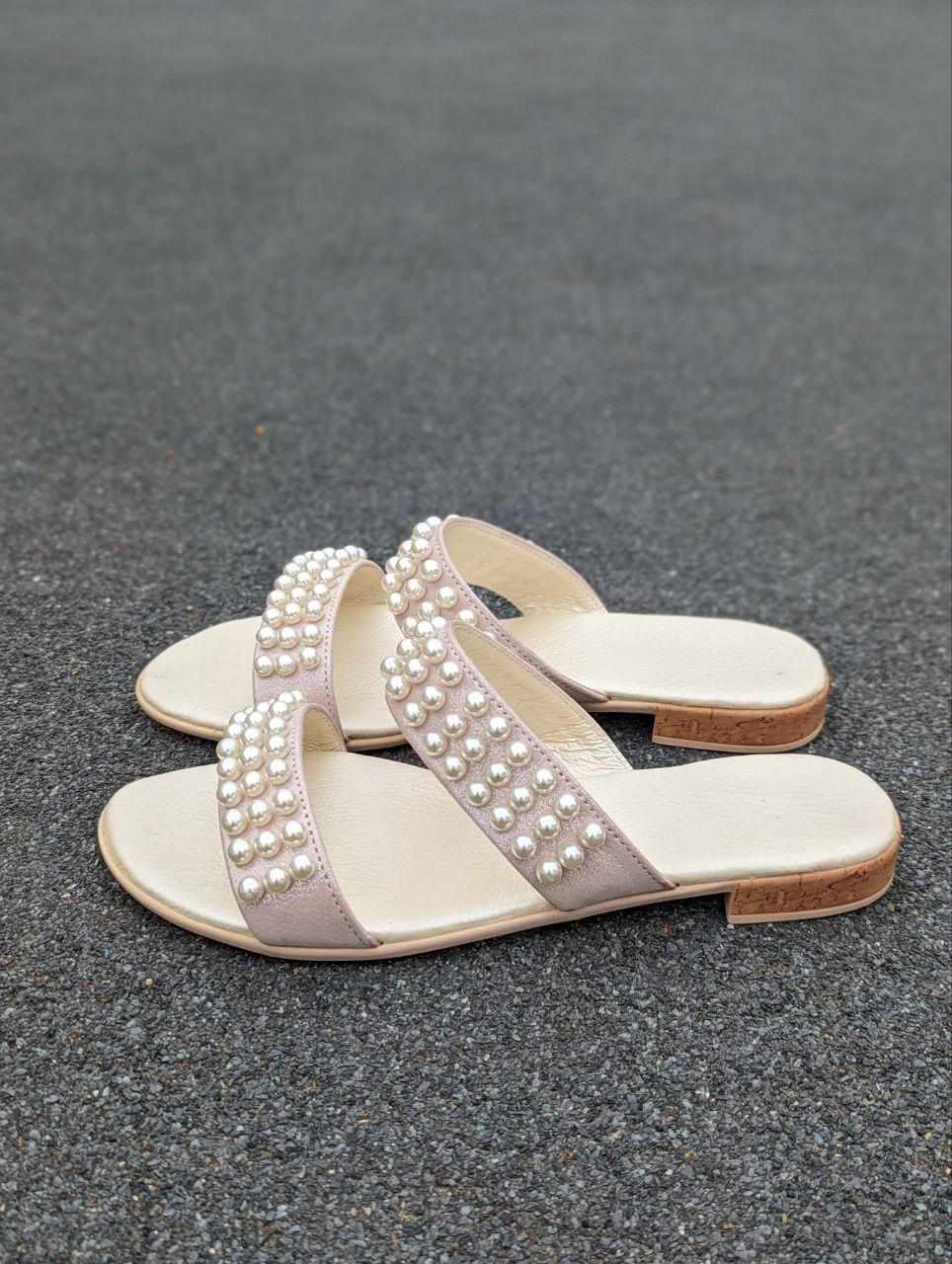 STTOPA Розміри 36-44. Шльопанці великих розмірів шкіряні. 125-3644 Пудрові, фото 1