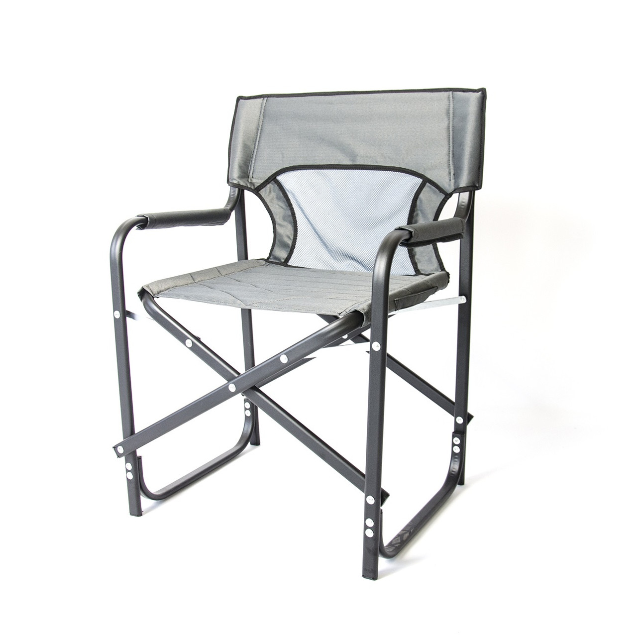 Розкладний туристичний стілець алюмінієвий для риболовлі та відпочинку на природі "Режисерський" колір сірий