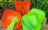 Набір пластиковий для пікніка на 10 персон ( тарілки, склянки, ложки, вилки, соусник, солянка - 62 предметів), фото 4