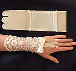 Весільні рукавички з бантиком "15-124-3" (білі), фото 6