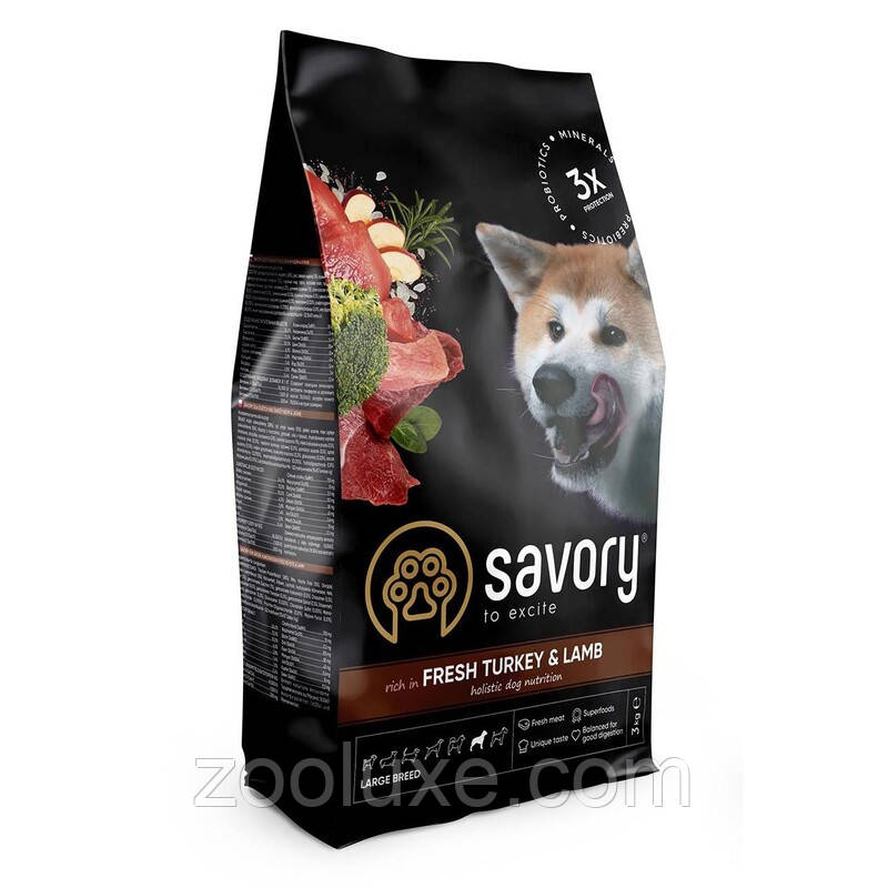 Savory Large Breed Fresh Turkey & Lamb 12 кг корм для собак Сейворі Лардж Брид Індичка та Ягня