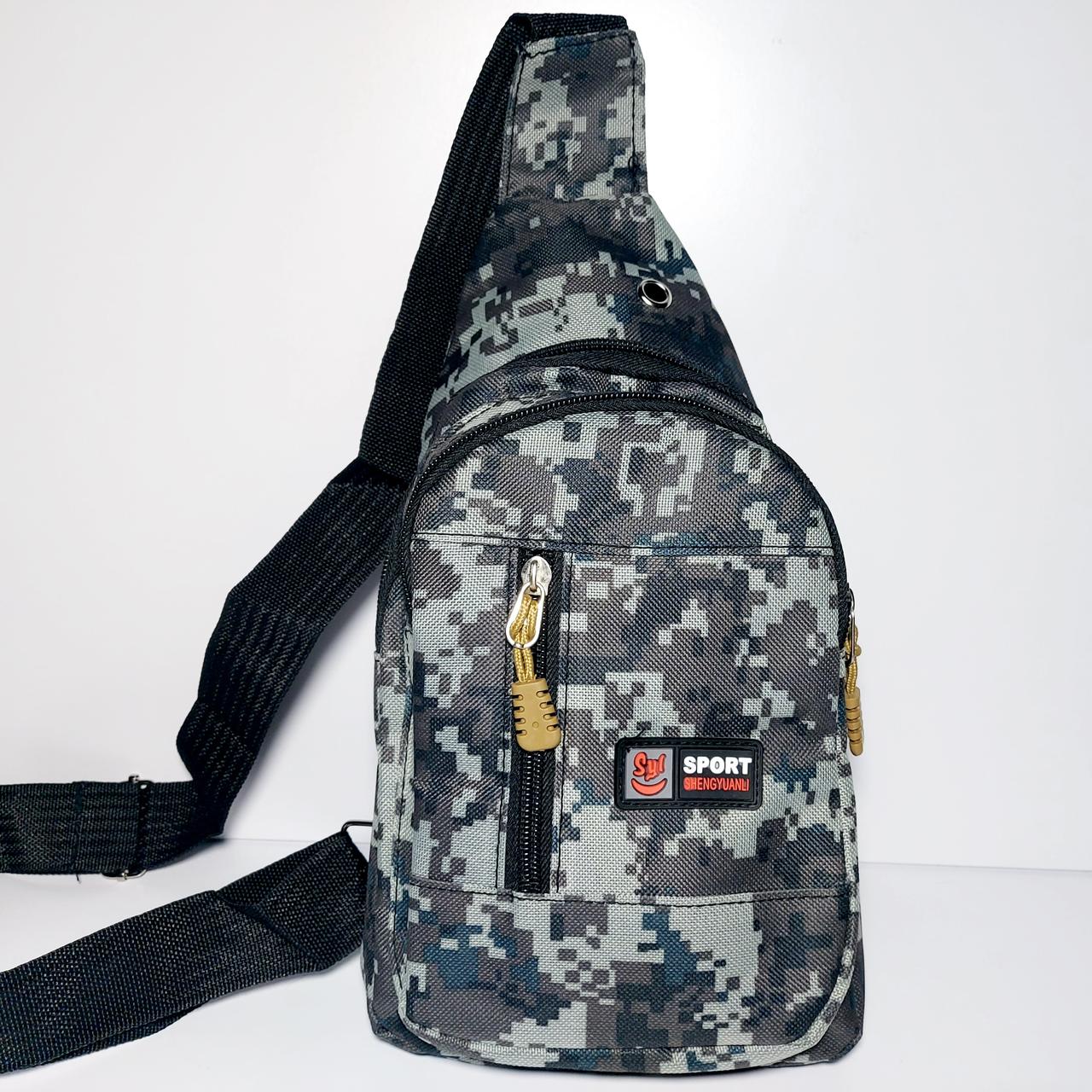 Сумка-слінг через плече піксель сірий, фото 1