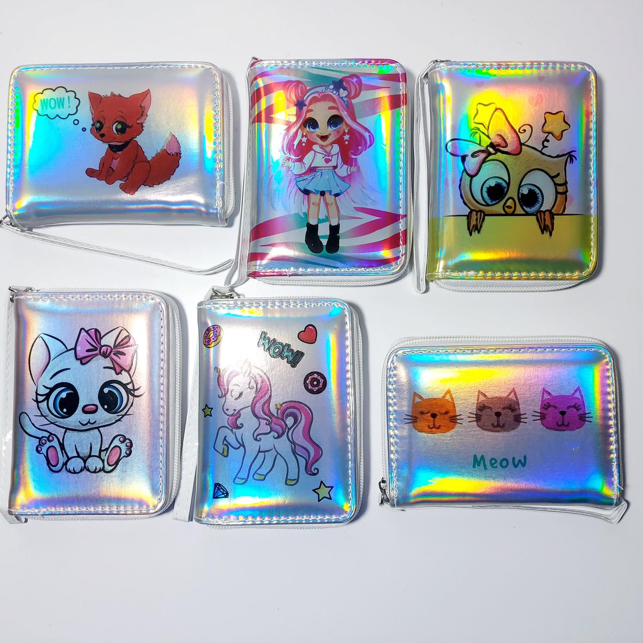 Гаманець дитячий для дівчинки перламутровий веселі картинки, фото 1