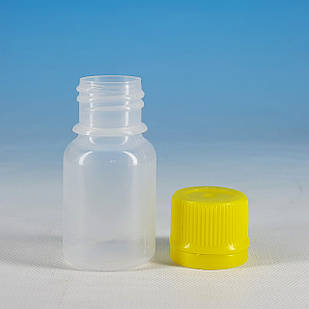 Флакон Прозорий 10 мл. з Жовтой кришкою та кільцем першого розкриття