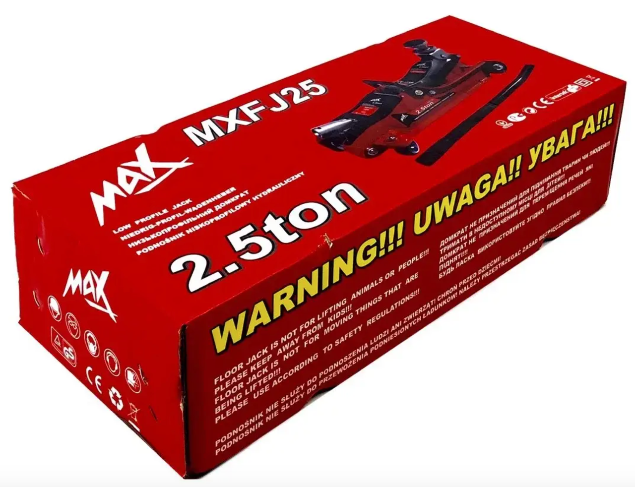 Домкрат подкатной гидравлический Max MXFJ 25 2,5т +комплект подставок автомобильных 2Т Al-fa - фото 5 - id-p1880833480
