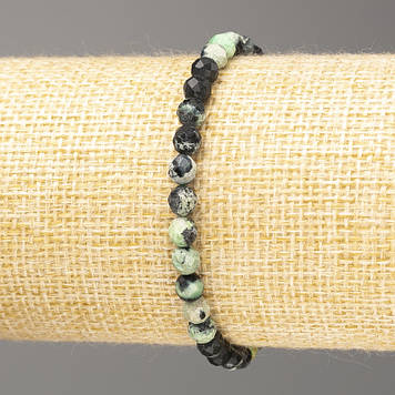 Браслет із натурального камня Хризокола гранована кулька d-5мм L-18см (стрейч)