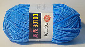 Нитки пряжа для в'язання велюрова плюшева DOLCE BABY YarnArt Дольче Бебі Ярнарт № 777 - голубой