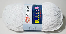 Нитки пряжа для в'язання велюрова плюшева DOLCE BABY YarnArt Дольче Бебі Ярнарт № 741 - білий  (упаковка)