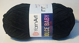 Нитки пряжа для в'язання велюрова плюшева DOLCE BABY YarnArt Дольче Бебі Ярнарт № 742 - чорний