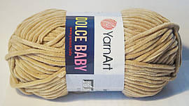 Нитки пряжа для в'язання велюрова плюшева DOLCE BABY YarnArt Дольче Бебі Ярнарт № 747 - беж