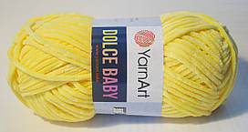 Нитки пряжа для в'язання велюрова плюшева DOLCE BABY YarnArt Дольче Бебі Ярнарт № 761 - лимон (упаковка)