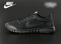Женские подростковые кроссовки весна/лето Nike FreeRan текстиль/сетка черные р. 36, 37, 38