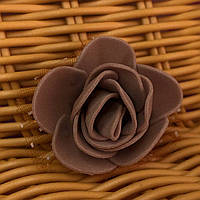 Роза с фатином латексная (фоамиран), бутон 3 см - коричневый
