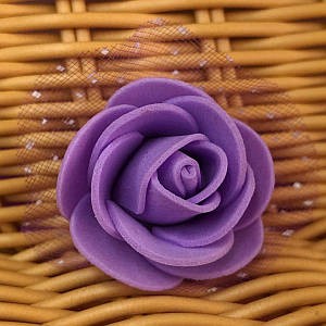 Троянда з фатином латексна (фоаміран), бутон 3 см - фіолетовий