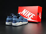 Чоловічі кросівки Nike Huarache замшеві текстильні повсякденні бігові темно-сині бежеві, фото 4