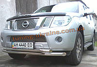 Защита переднего бампера труба двойная D60-42 на Nissan Pathfinder 2010-2014